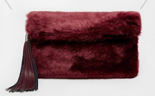  Asks Faux Fur Roll Top Clutch Bag