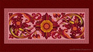 Carving Patterns Ornamental Flourish Ethnic Balinese Style With Red Color Design