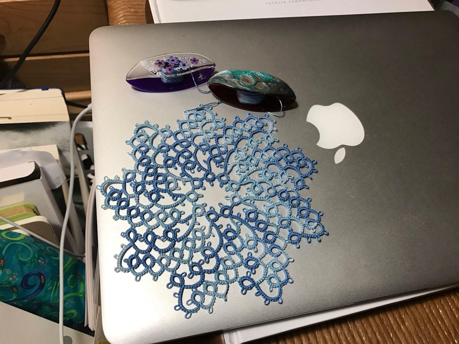 Lacelovin' Librarian Dusty Blue Spinning Wheel