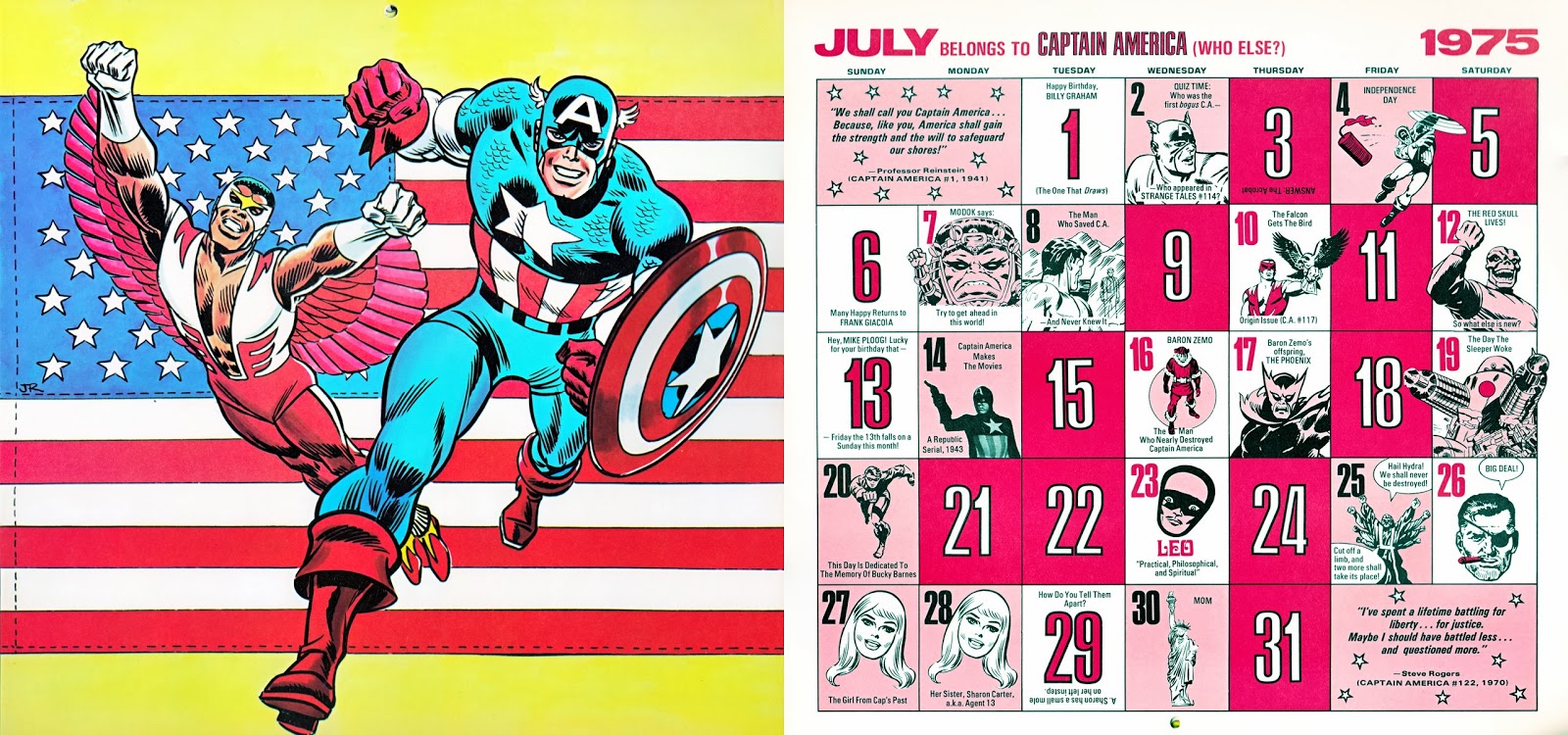 SUPER SHOGUN MIGHTY MARVEL CALENDAR FOR 1975