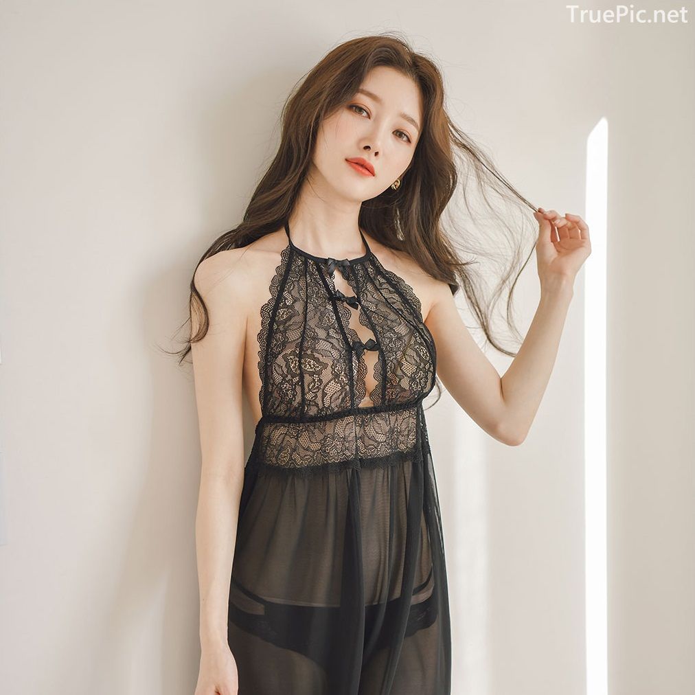 Kim Hee Jeong - 2 Black Sleepwear Sets - Korean fashion and model - Picture 13