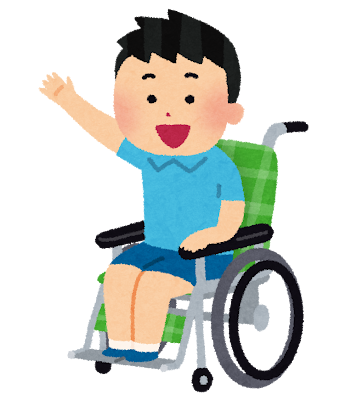 車椅子に乗っている男の子のイラスト