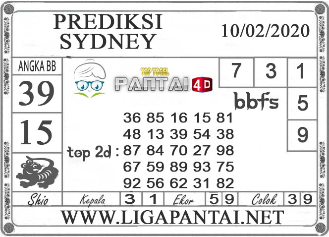 PREDIKSI TOGEL SYDNEY PANTAI4D 10 FEBRUARI 2020 PREDIKSI TOGEL SYDNEY PANTAI4D 10 FEBRUARI 2020