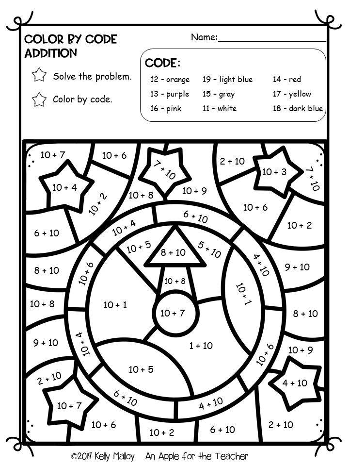 An Apple For The Teacher: New Year's Color By Number
