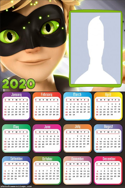 Cat Noir: Free Printable 2020 Calendar. Cat Noir: Free Printable 2020 Calendar.