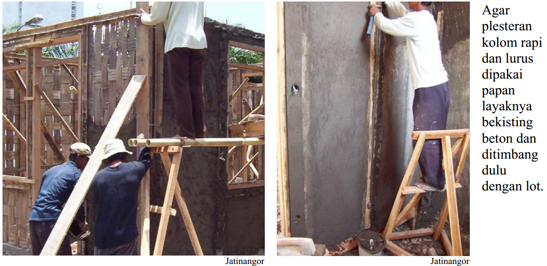 Yuni Alesha Konstruksi dinding Bambu  Plaster alternatif 