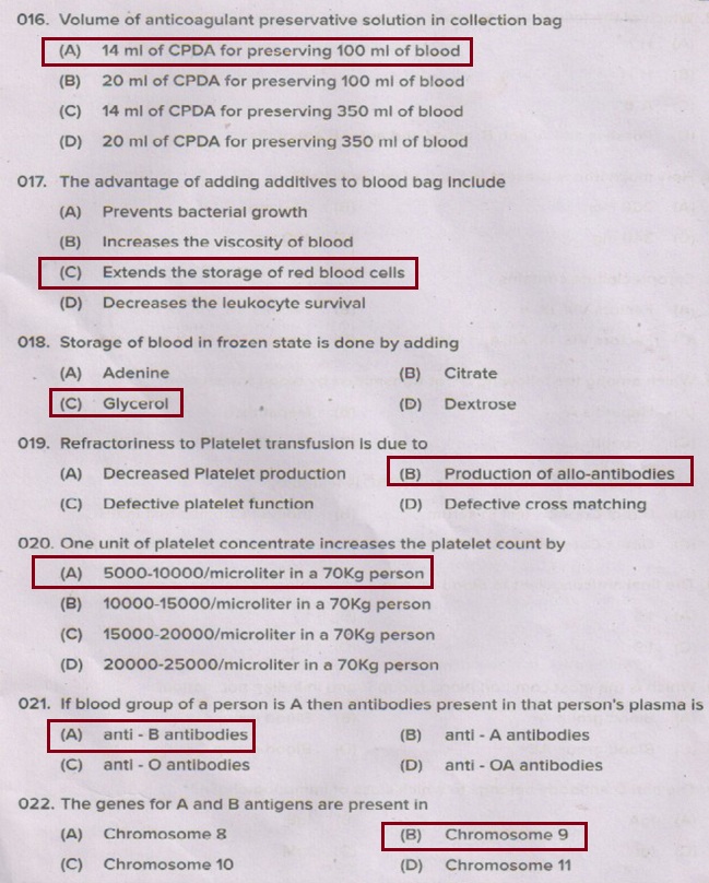Blood Bank TechnicianHealth Services Cat.No 05/2018 Question Paper