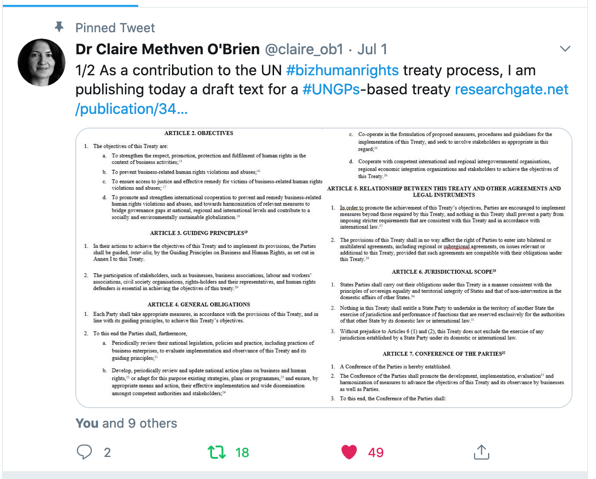 Law At The End Of The Day A Better Approach To The Robust Treaty For Business And Human Rights Considering Claire Methven O Brien S Proposed Draft Text For A Business And Human Rights