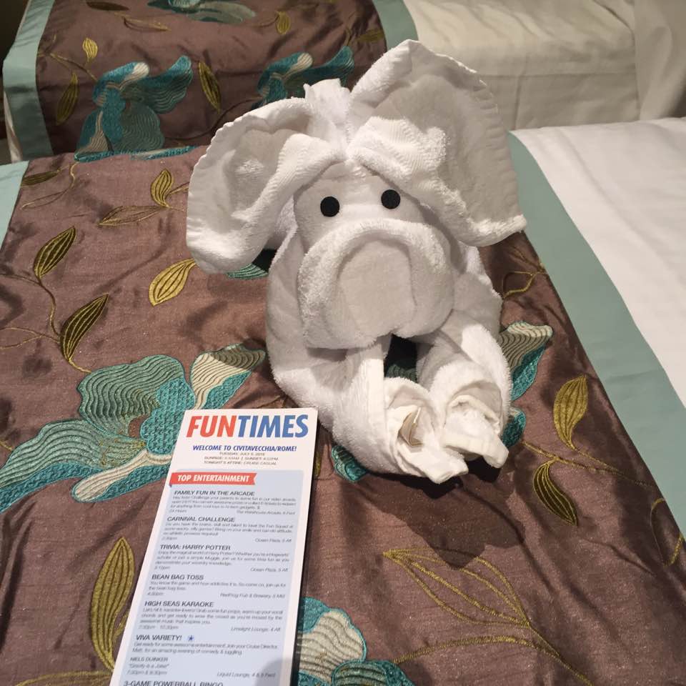 Carnival Vista Cruise towel animal