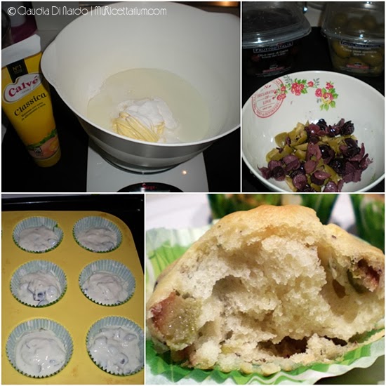 Muffin con maionese, olive e rosmarino