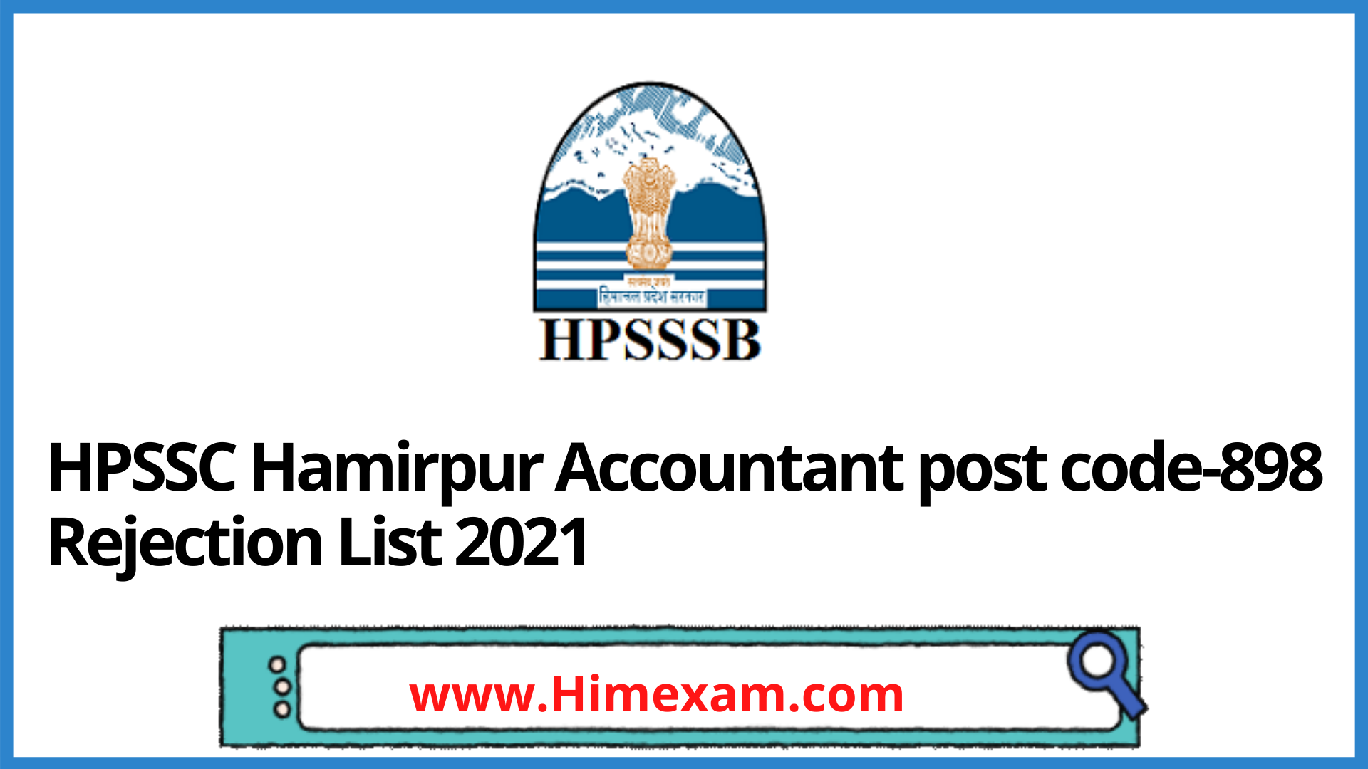 HPSSC Hamirpur Accountant post code-898 Rejection List 2021