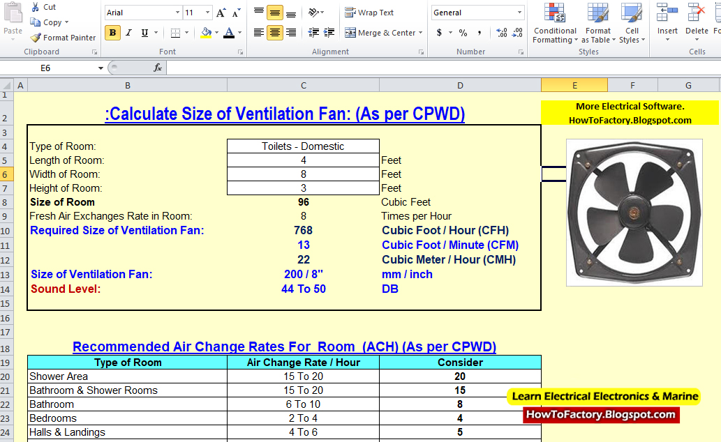 Calculate Size of Ventilation Fan Free Electrical