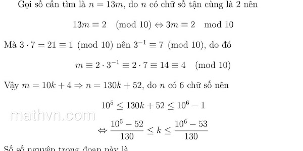 Có bao nhiêu số tự nhiên có 6 chữ số (tận cùng là 2) chia hết cho 13