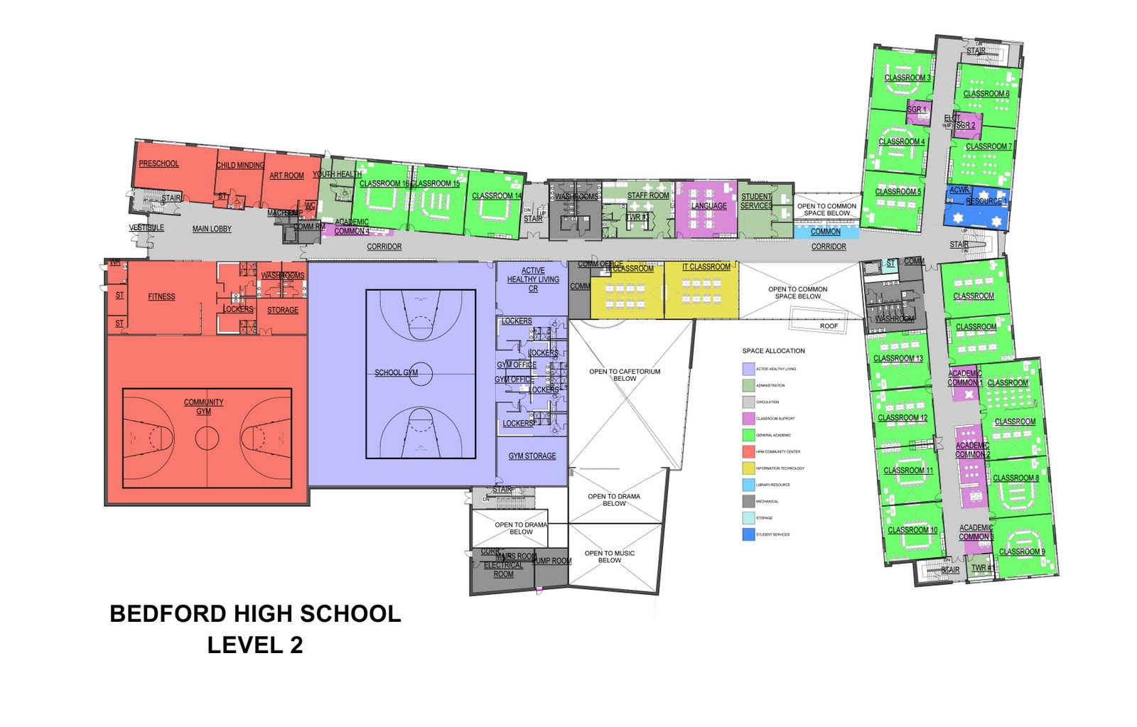 Bedford High School Updated Floor Plan Level 1
