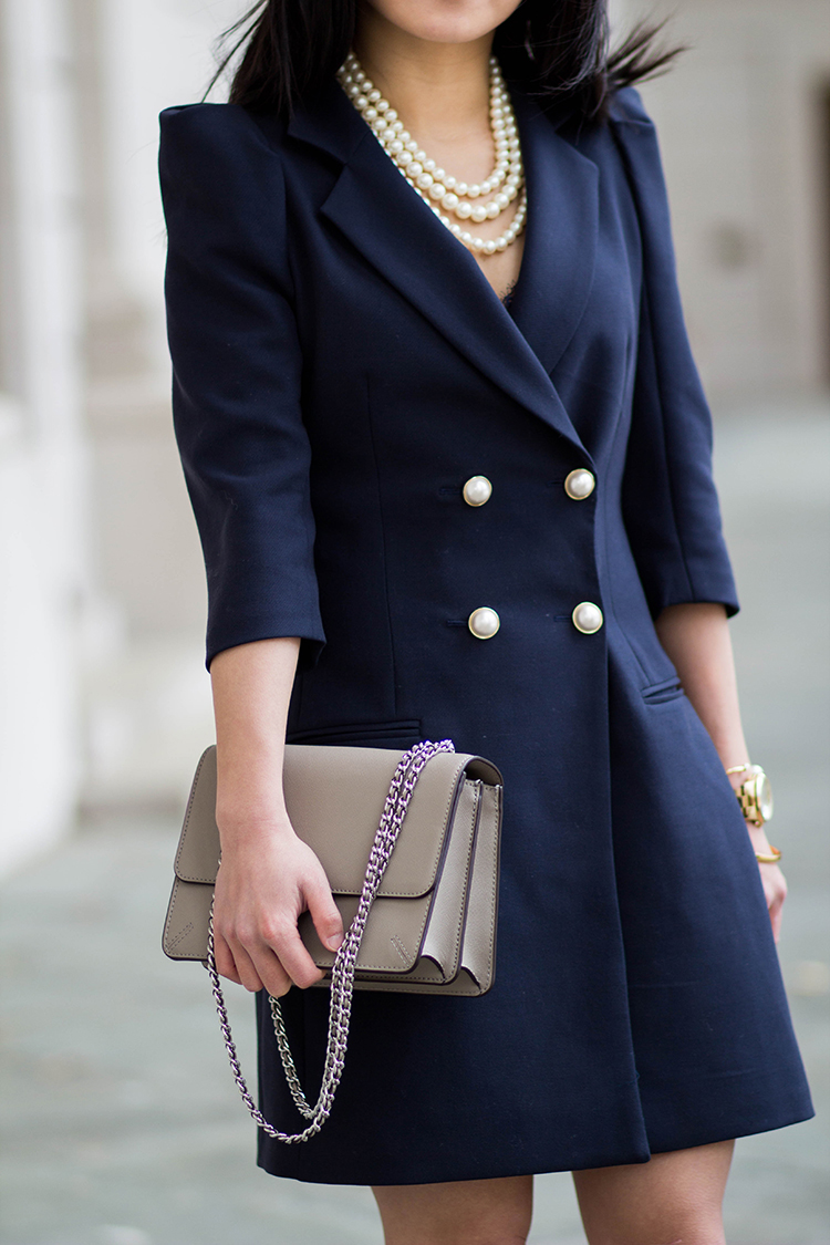 gold zara blazer dress