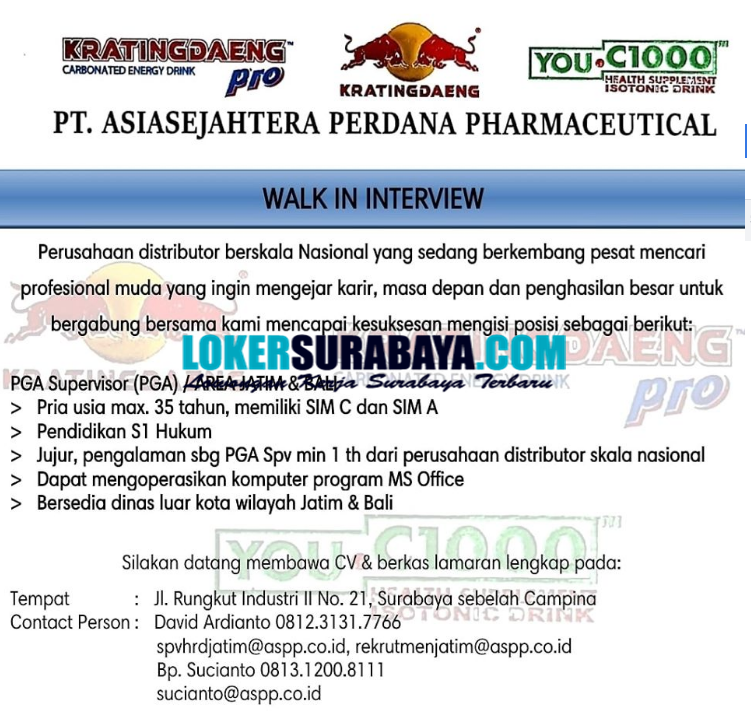 Karir Surabaya Di Pt Asiasejahtera Perdana Pharmaceutical Januari 2020 Lowongan Kerja Surabaya April 2021 Lowongan Kerja Jawa Timur Terbaru