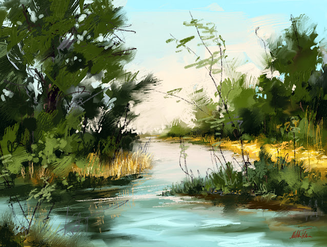 Summer landscape digital painting by Mikko Tyllinen