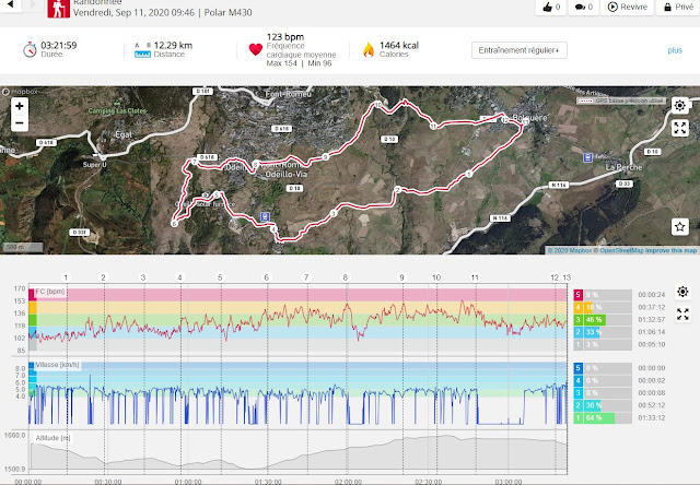 Données GPS avec profil de la randonnée.