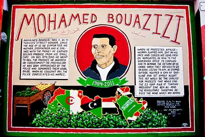 Cartaz homenageando Mohamed Bouazizi