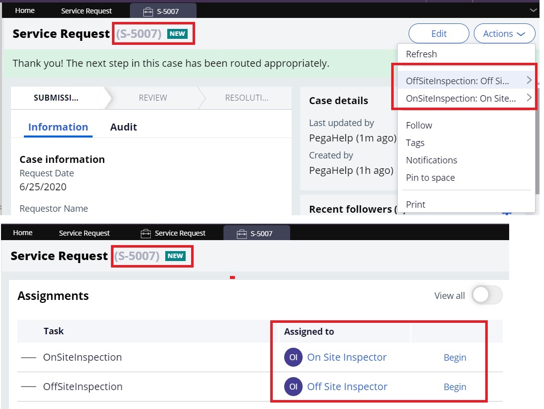 Split Join shape in pega Pega Help Case Management Integration