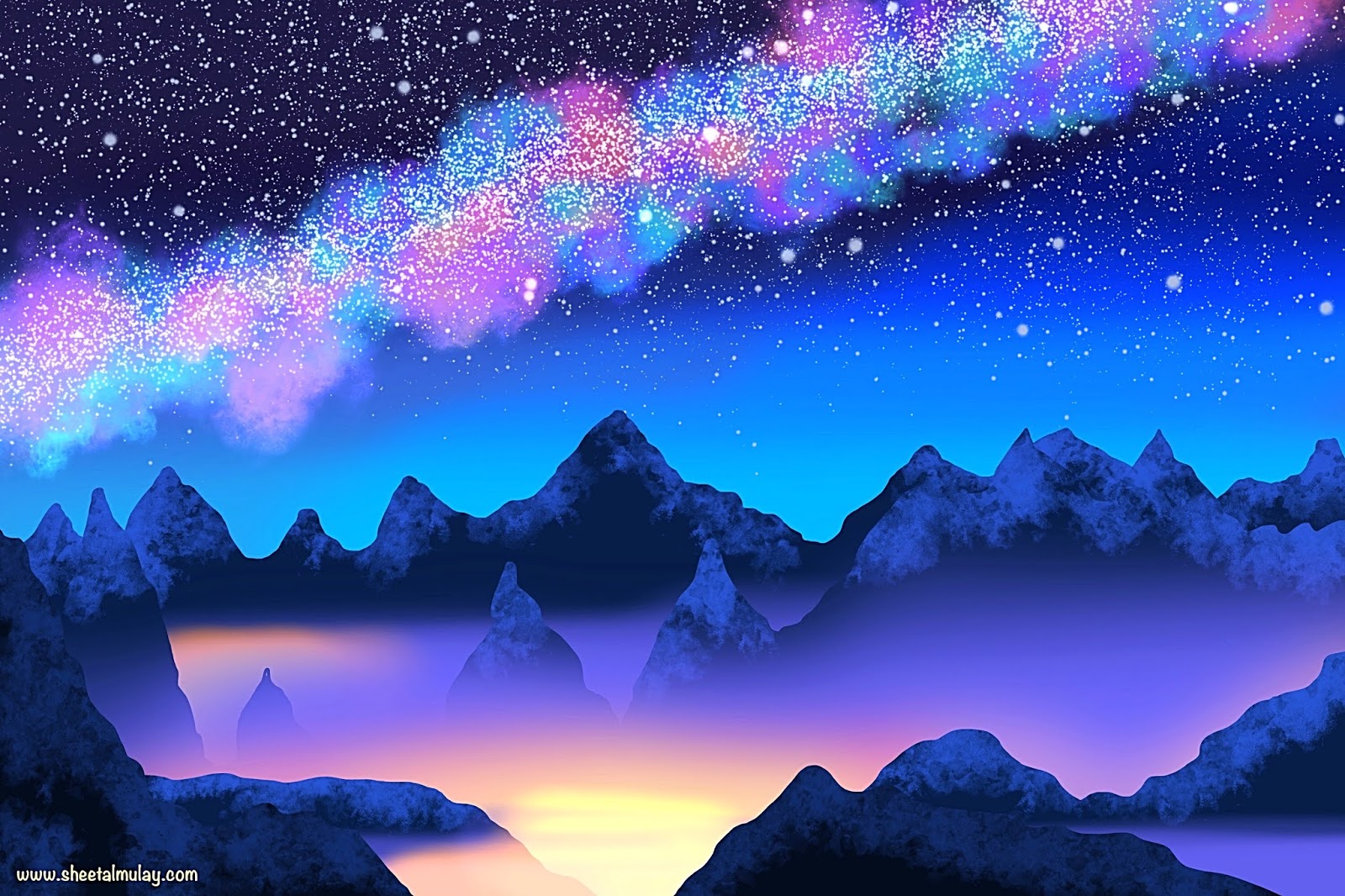 Northern Lights Illustration using Procreate