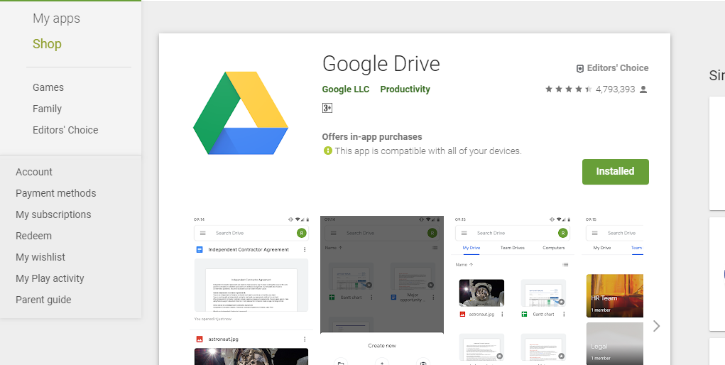 Google Drive App Joins on Playstore Billion of Peoples Installs