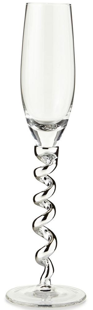 Qualia Glass Twist Flutes, Platinum (Set of 4)