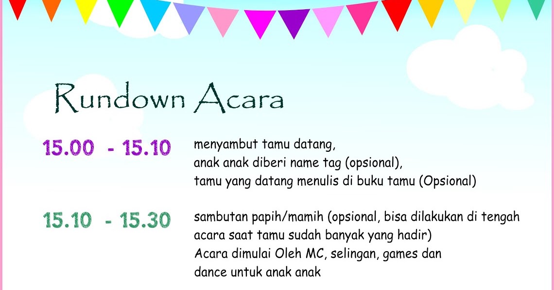 Mengatur Durasi waktu acara pesta ulang Tahun Anak )