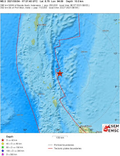 Cutremur moderat cu magnitudinea de 5,5 grade in regiunea Insulelor Nicobar din Nord-Estul Oceanului Indian