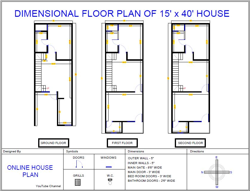 15'X40' House Design With Floor Plan And 3D Elevation