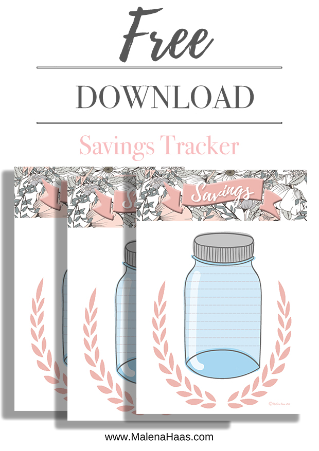 Pink Mason Jar Savings Tracker for Planner Insert - Printable in A5 MM Personal Happy Planner and Bullet Journal www.MalenaHaas.com