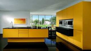 modern yellow kitchen cabinets photo