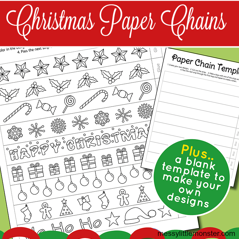 Printable Christmas Paper Chain Template Messy Little Monster