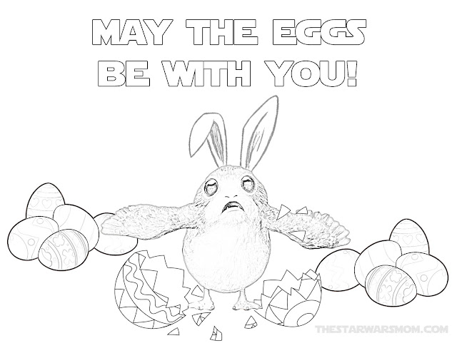 Easter Porg Bunny Coloring Sheet - Spring May The Eggs Be With You! Star Wars.