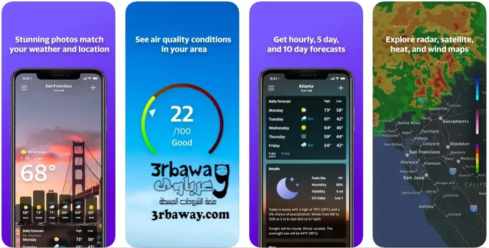 التطبيق الثاني:  Yahoo Weather