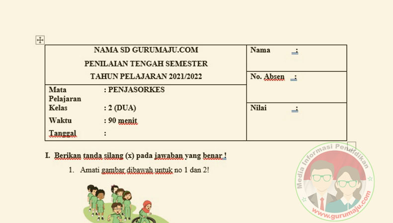 Soal Penjas Kelas 2 Semester 1