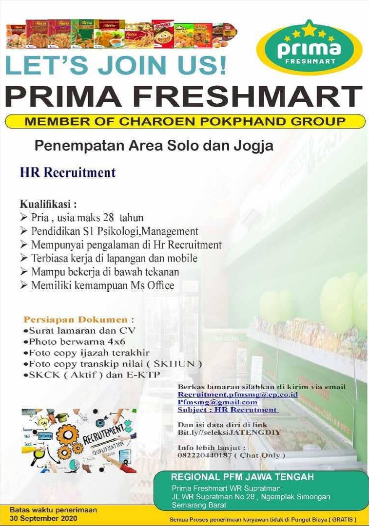 Pt Primafood International Prima Freshmart Buka Lowongan Untuk Posisi Hr Recruitment Area Solo Jogja Lowongan Yogyakarta Solo Semarang Kerja