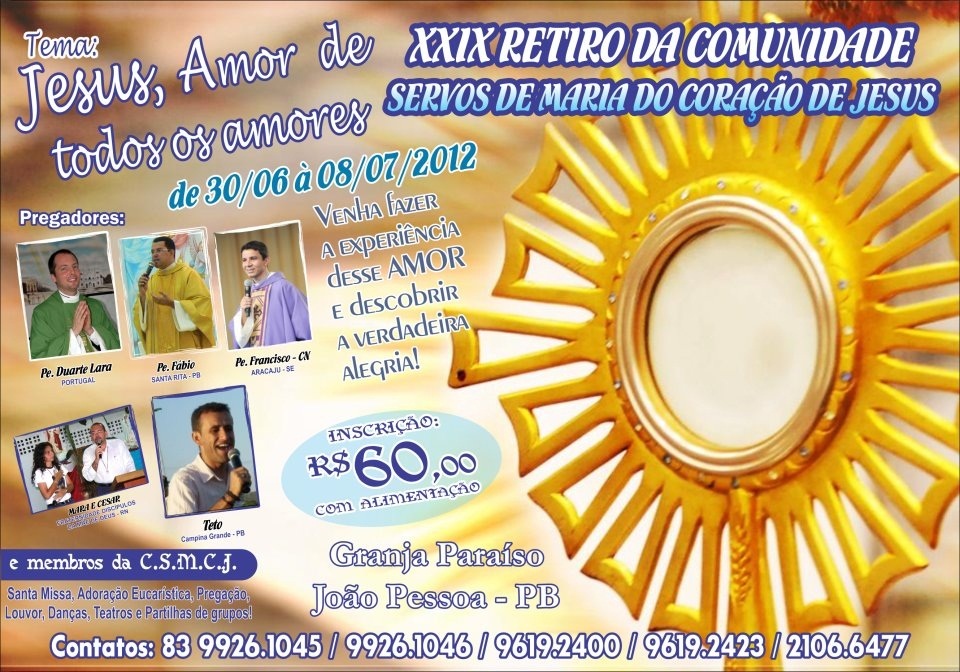 Jovens Sarados XXIX Retiro da Comunidade Servos de Maria do Coração de