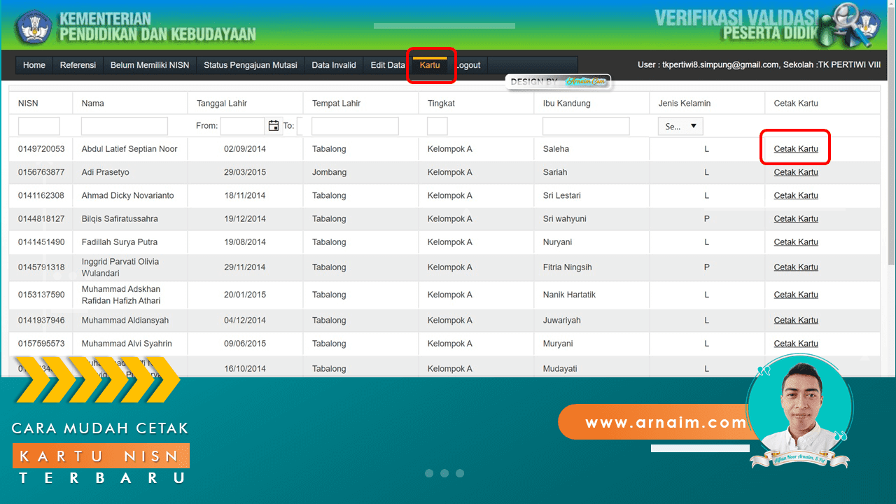 Cara Mudah Cetak Kartu Nisn Siswa Terbaru Arnaim Com