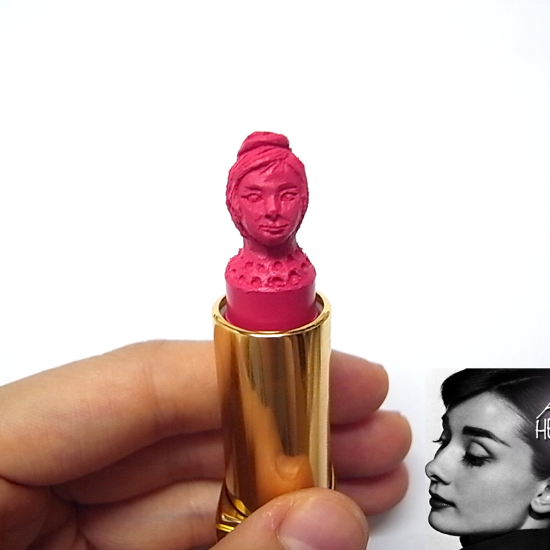 Audrey Hepburn lipstick sculpture
