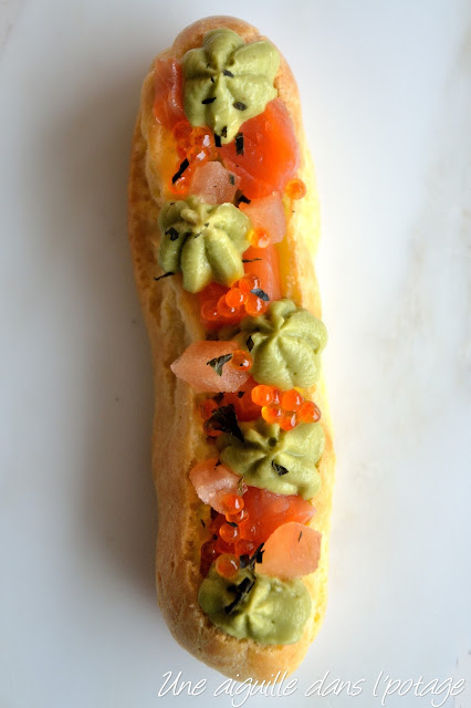 Eclair truite-avocat-wasabi, selon Christophe Adam