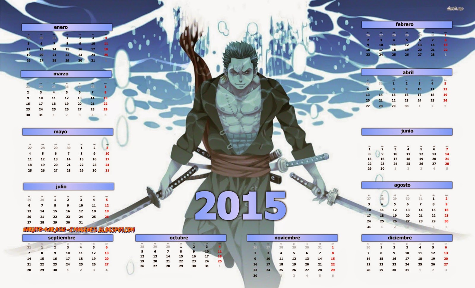 calendario one piece 2015