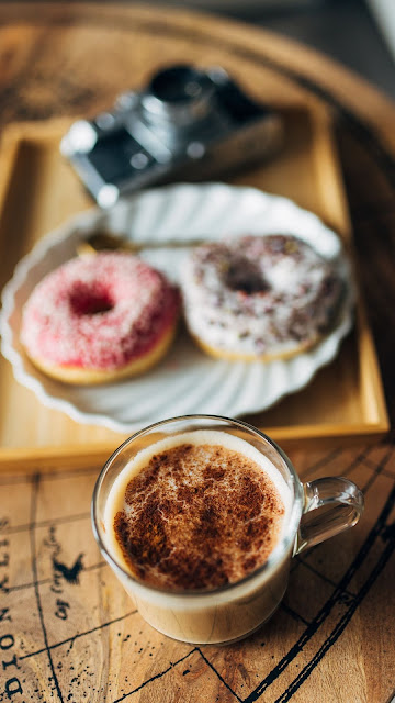 Coffee cup HD wallpaper, donuts, camera, table Coffee cup HD wallpaper, donuts, camera, table