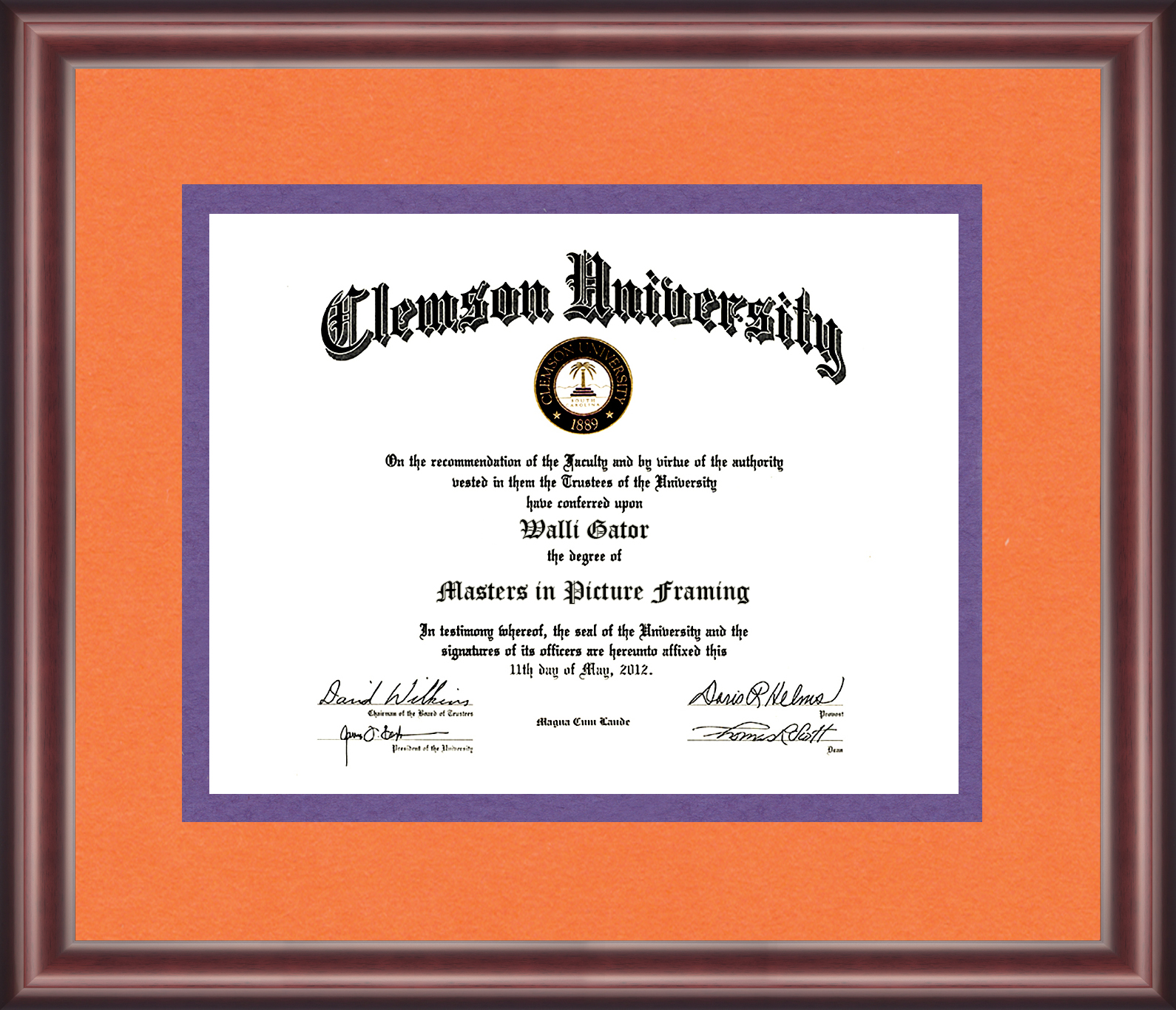 Clemson Diploma Frame Table Frame