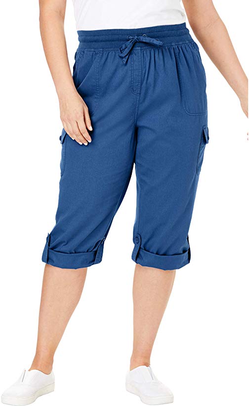 Woman Within Women's Plus Size Petite Convertible Length Cargo Capri