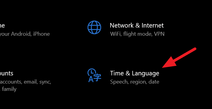 Hora e idioma en la configuración