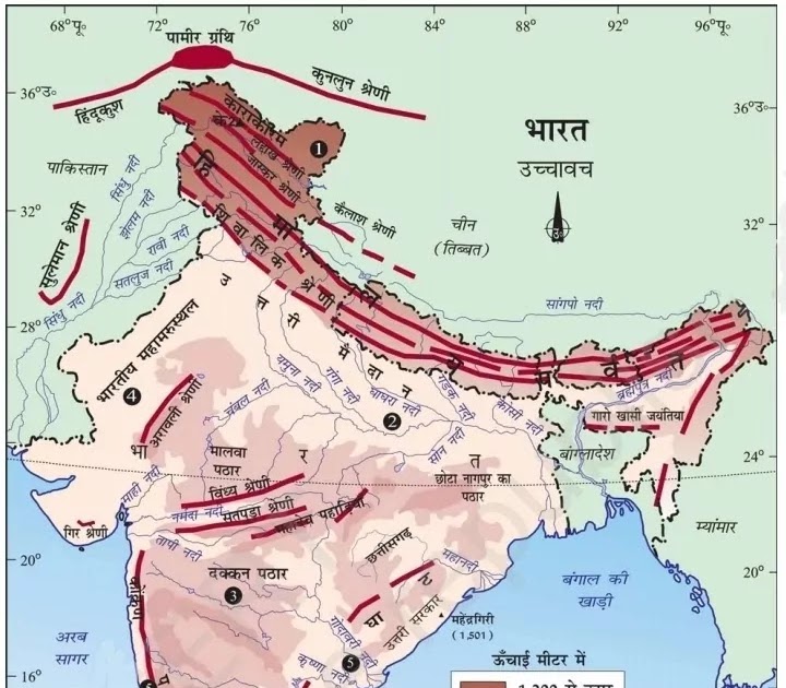 India Physical Map In Hindi India River Map, Maps Of Indian River, River Map Of India, India River Map  In Hindi