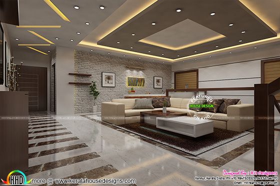 Modern living room interior in Kerala, India