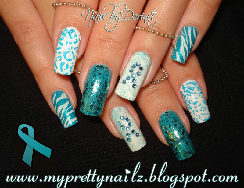 PCOS and Ovarian Cancer Awareness Nail Art Design and Video Tutorial