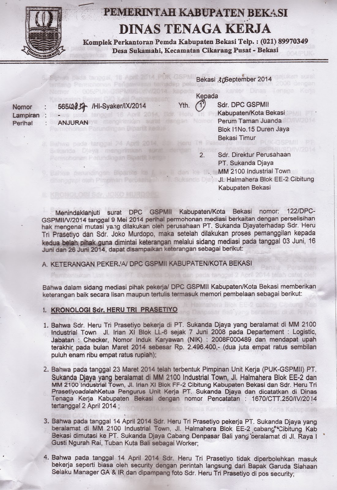 Contoh Surat Tanggapan Atas Anjuran Disnaker Kumpulan Surat Penting Contoh Surat Tanggapan Atas Anjuran Disnaker Kumpulan Surat Penting